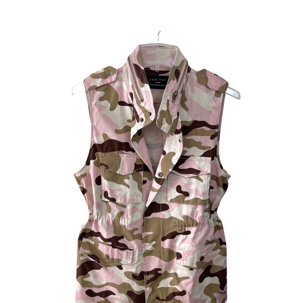 Love Tree Pink Camo Camouflage Button Up Military Style Vest Womens Small - Picture 7 of 9